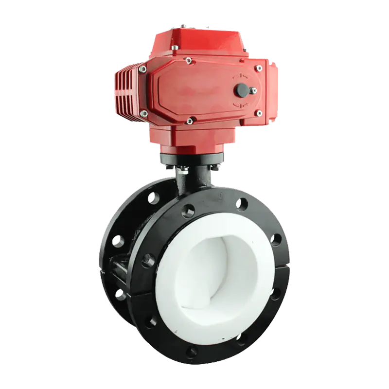 Válvula de mariposa revestida de flúor accionada eléctricamente