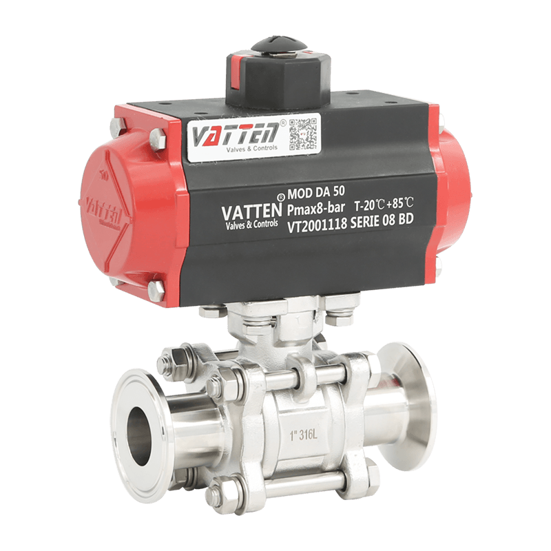 Válvula de bola de abrazadera neumática