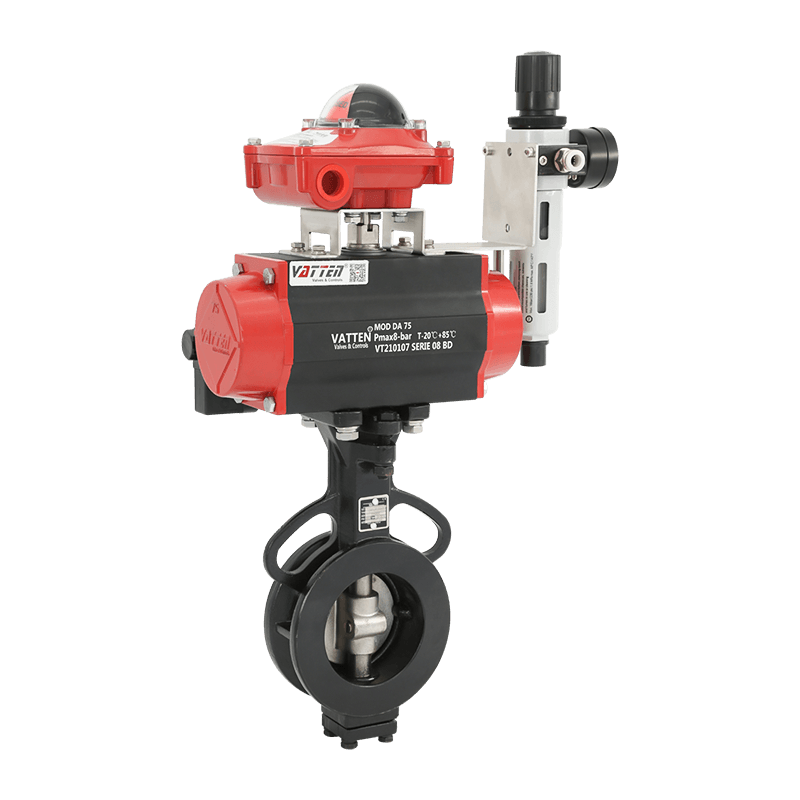 Válvula de mariposa neumática doble excéntrica