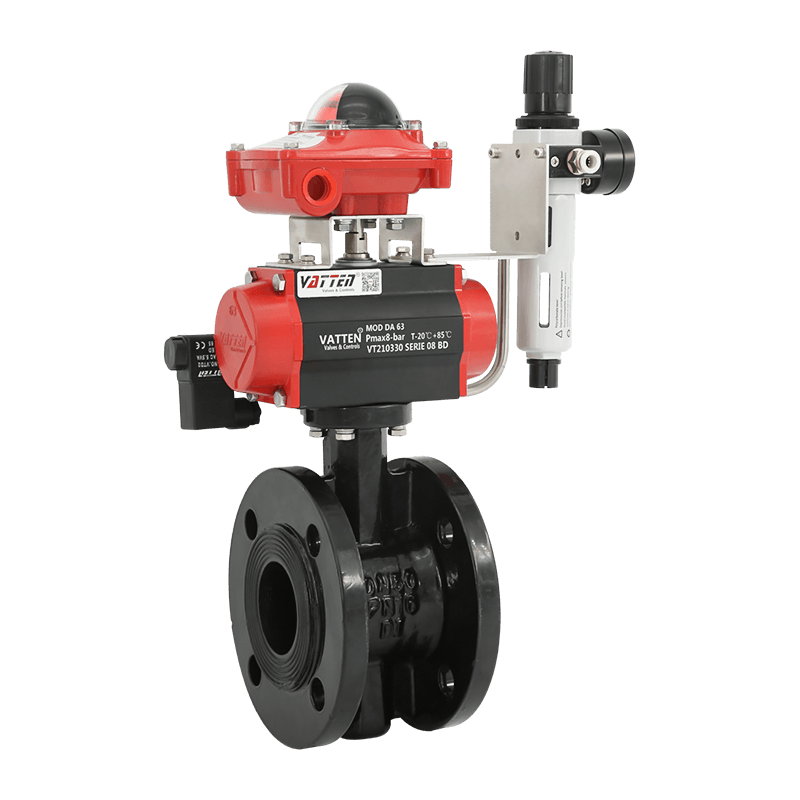 Válvula de mariposa con brida neumática