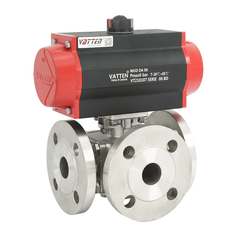 Válvula de bola neumática de tres vías